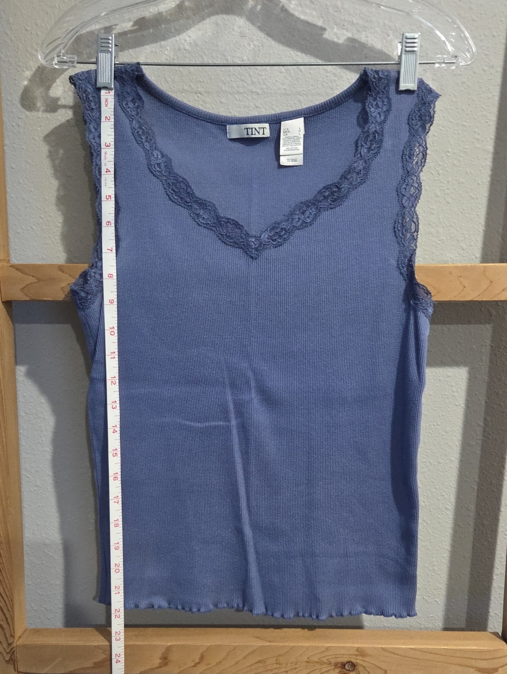 Women's Lace-Trim Sleeveless Top in Blue
